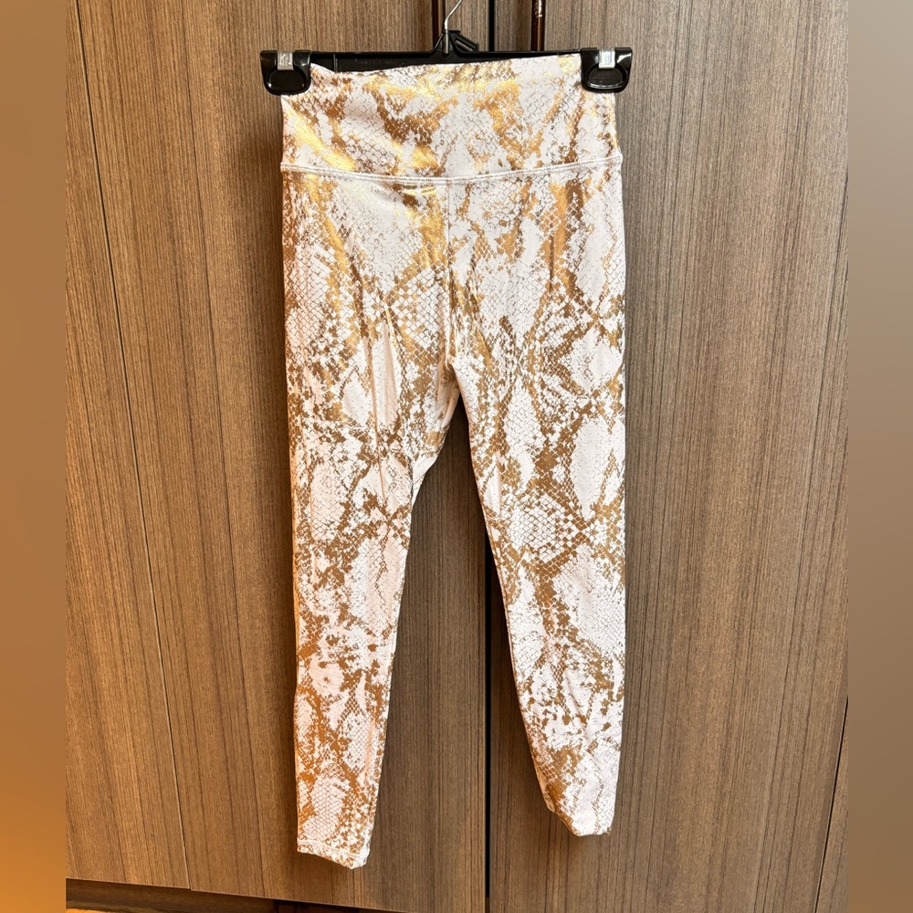 Astoria leggings, white with gold detail, gathered butt! Size small